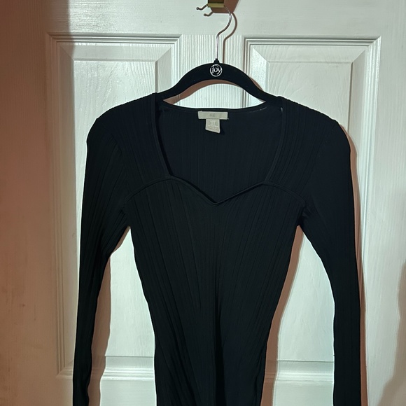 H&M NWOT BUSTIER STYLE TOP TRENDY LONG SLEEVE BLACK SIZE SMALL US EU S NEW TAGS - Picture 5 of 13